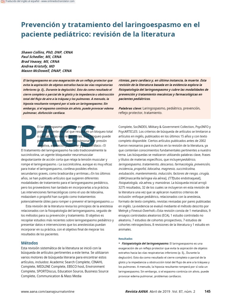 Prevention and Treatment of Laryngospasm in The Pediatric Patient A