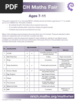 7-11 NRICH Maths Fair Pack