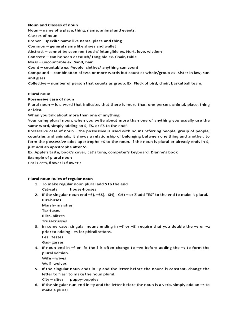 Noun Types and Pluralization Rules | PDF | Pronoun | Grammatical Number