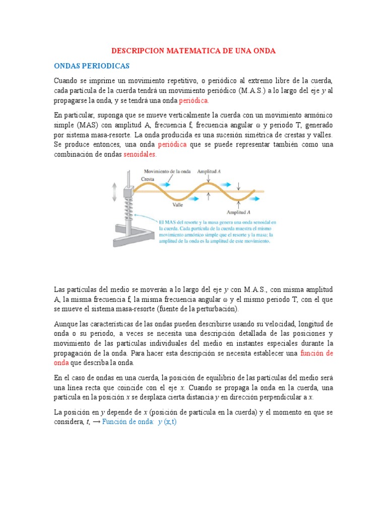 Descripcion Matematica de Una Onda | PDF | Olas | Física