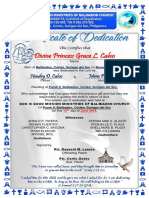 Certificate of Dedication - Divine Princess Grace