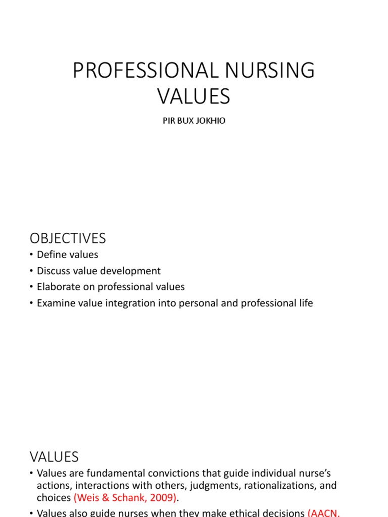 Professional Nursing Values PDF Value (Ethics) Nursing