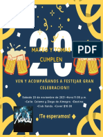 Amarillo Azul Oscuro Confeti 21.er Cumpleaños Invitación