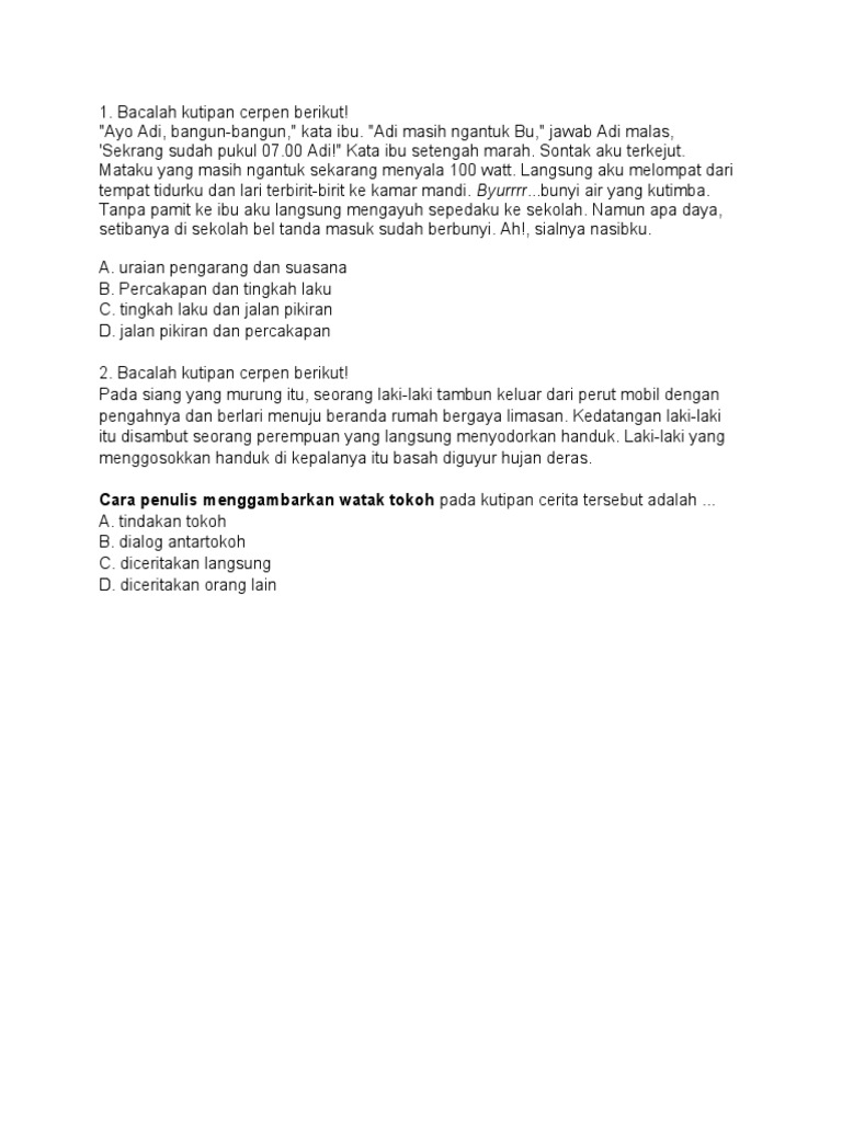 Penggambaran Watak Tokoh | PDF | Puisi