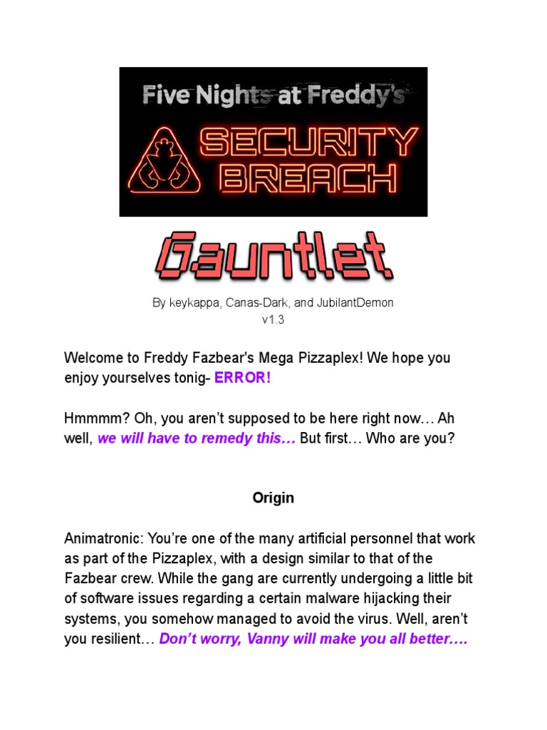 FNAF Security Breach Gauntlet Guide | PDF | Self-Improvement