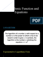 Logarithmic Function and Equations