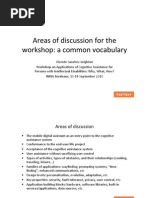 Areas of discussion for the workshop