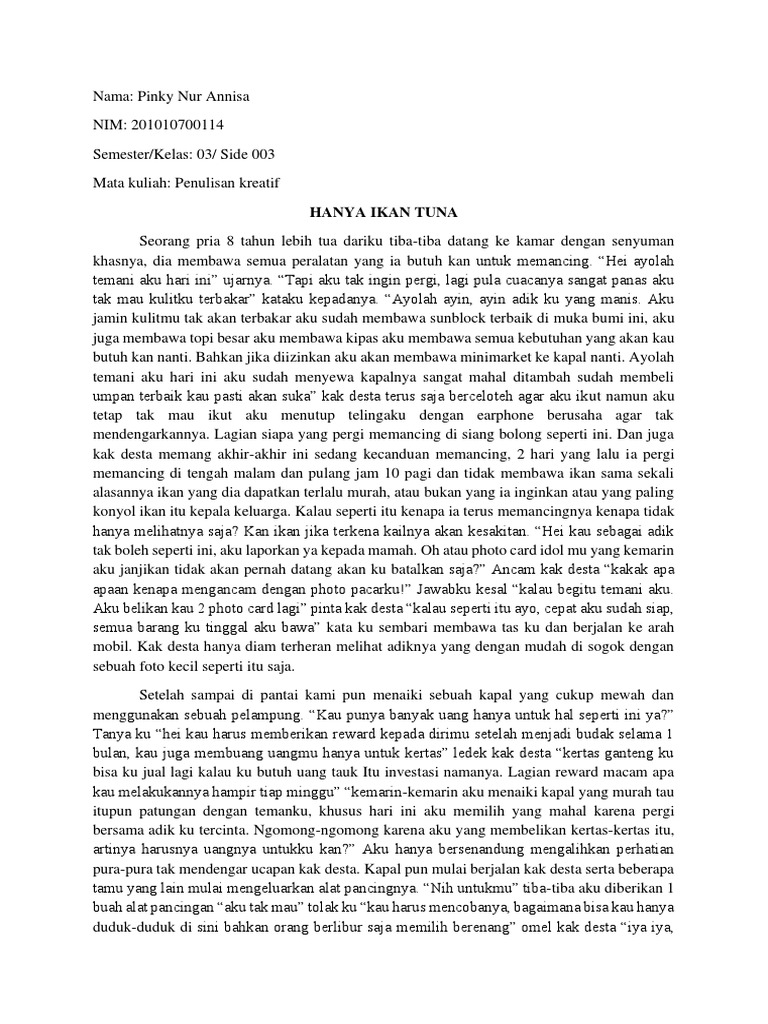 Cerpen Hanya Ikan Tuna Karya Pinky Nur Annisa PDF