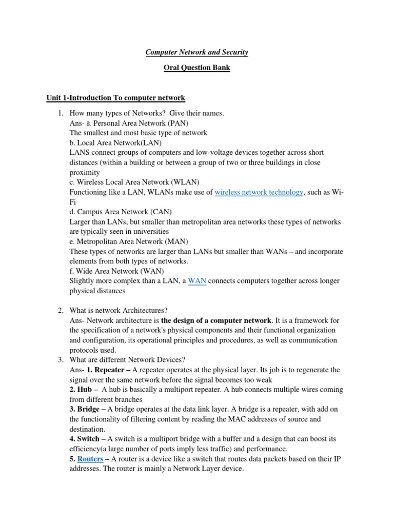 Computer Network Oral Question Bank | PDF | Computer Network | Osi Model