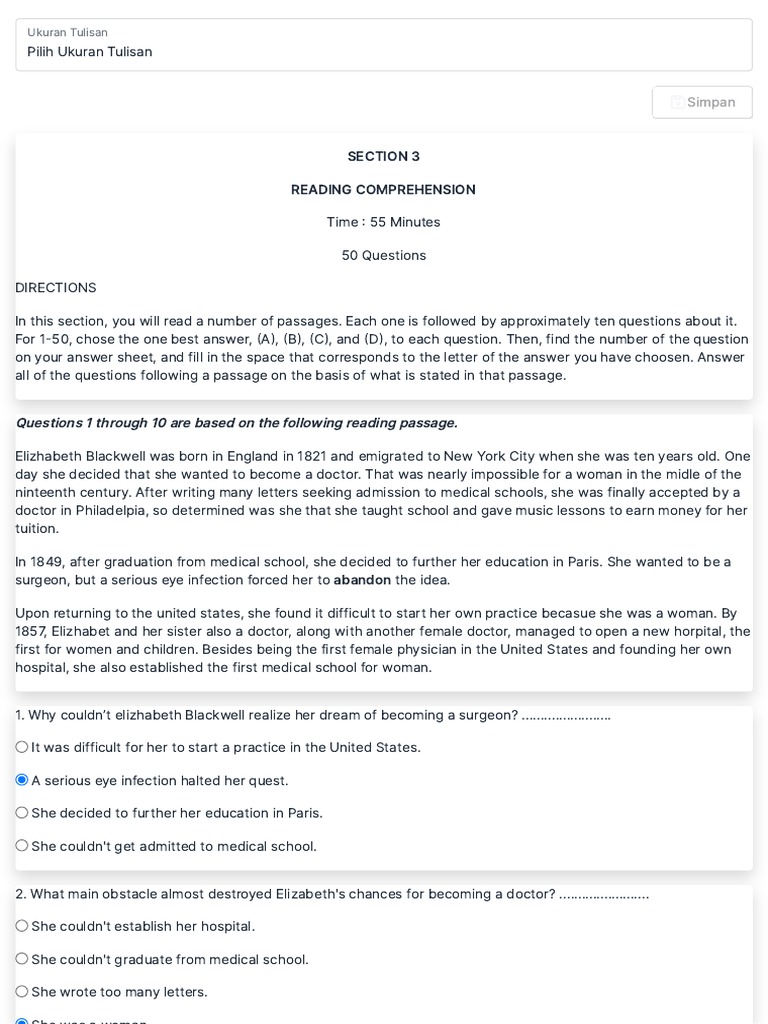 Questions 1 Through 10 Are Based On The Following Reading Passage | PDF ...