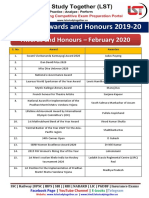 Important Awards and Honours 2020 - Free PDF