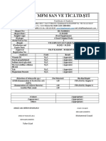 MFM San Ve Tic - Ltd.Şti: Certificate of Analysis