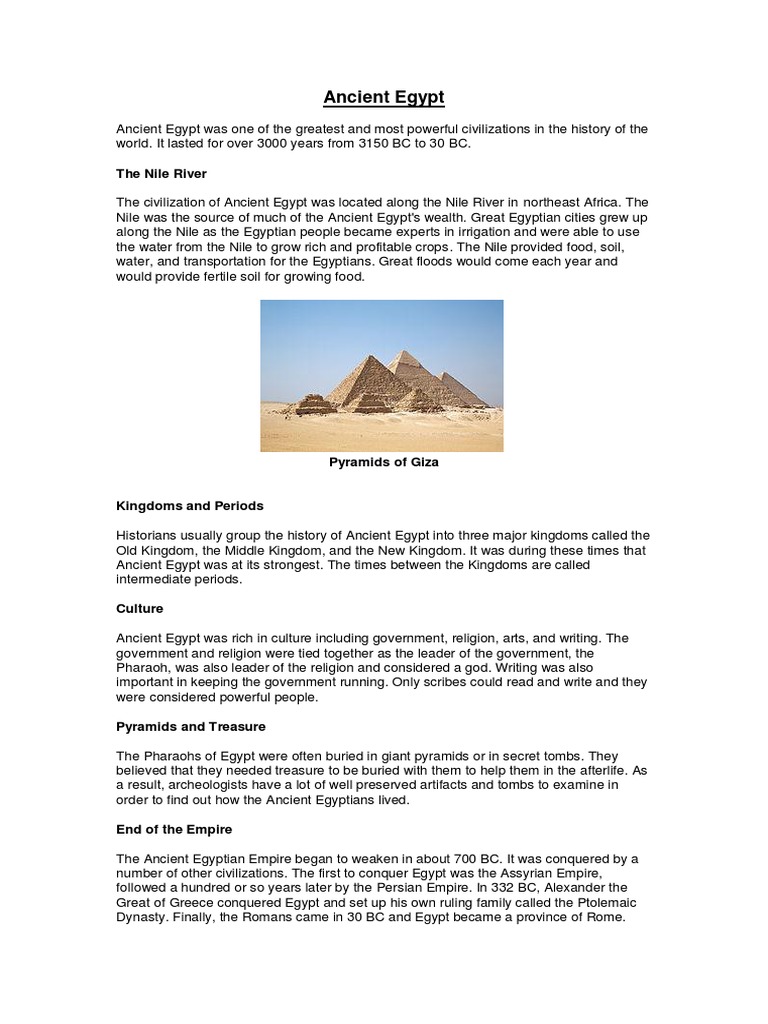 Overview of Ancient Egyptian Civilization | PDF | Ancient Egypt ...