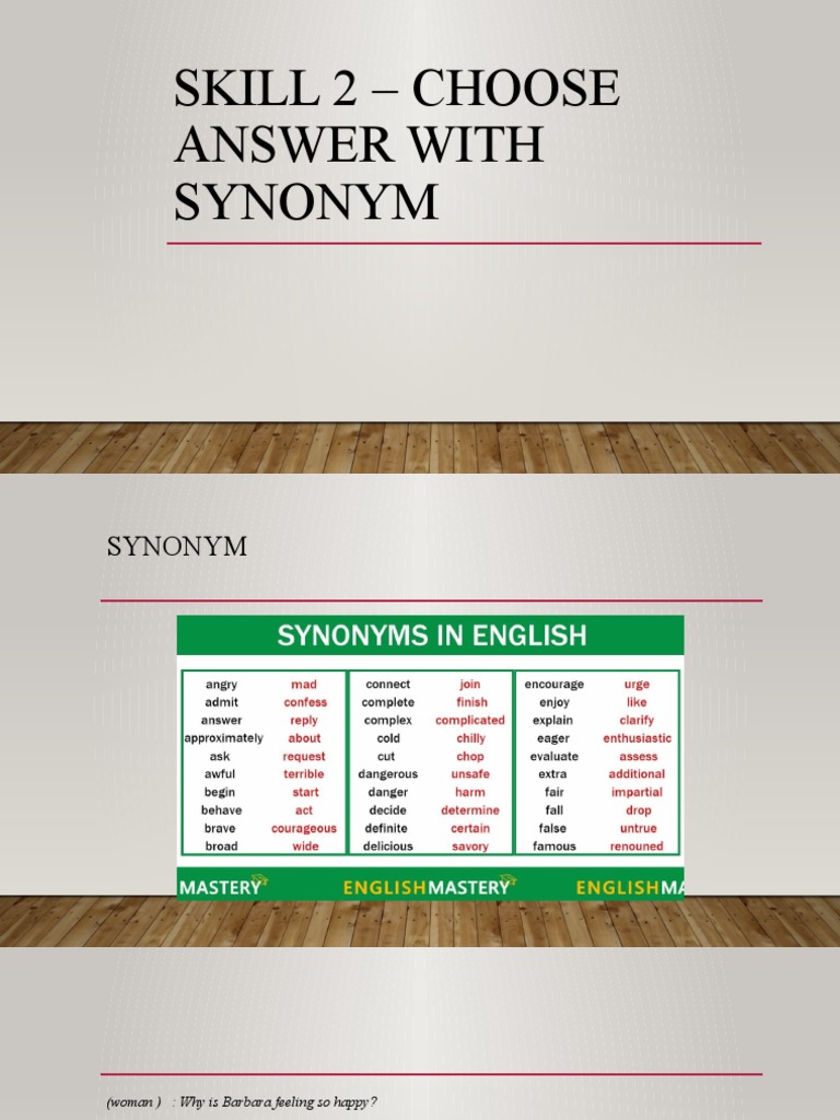 Skill 2 Choose Answer With Synonym PDF