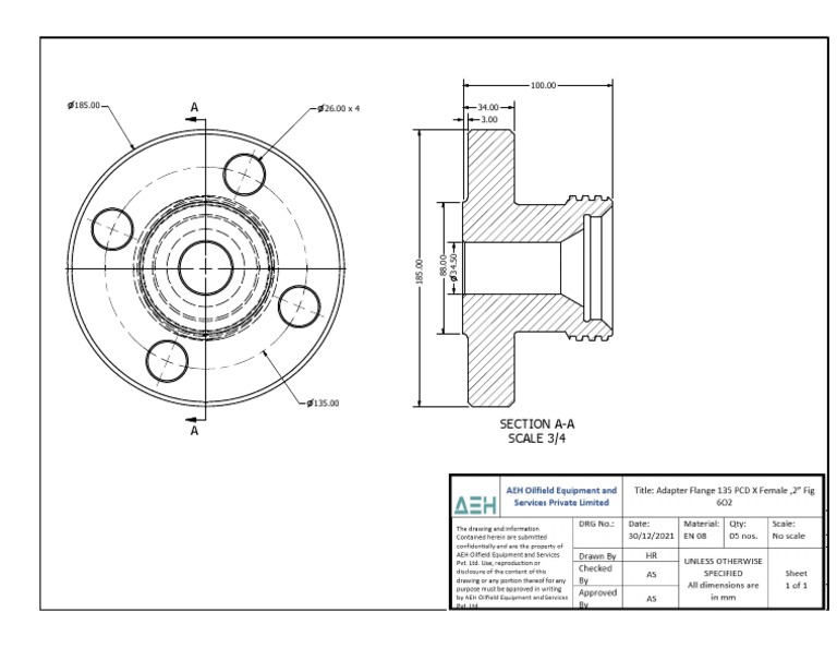 2-Inch Flange Technical Drawing | PDF