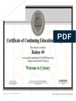 Certificate of Continuing Education Completion: Raiden - 69