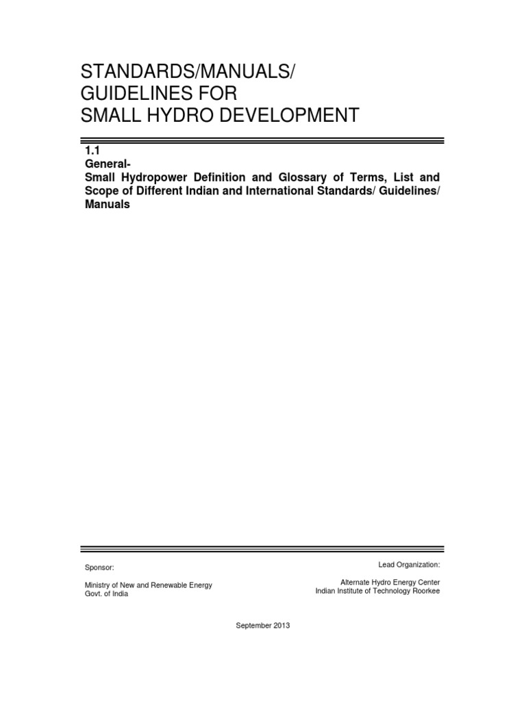 Standards/Manuals/ Guidelines For Small Hydro Development PDF Dam