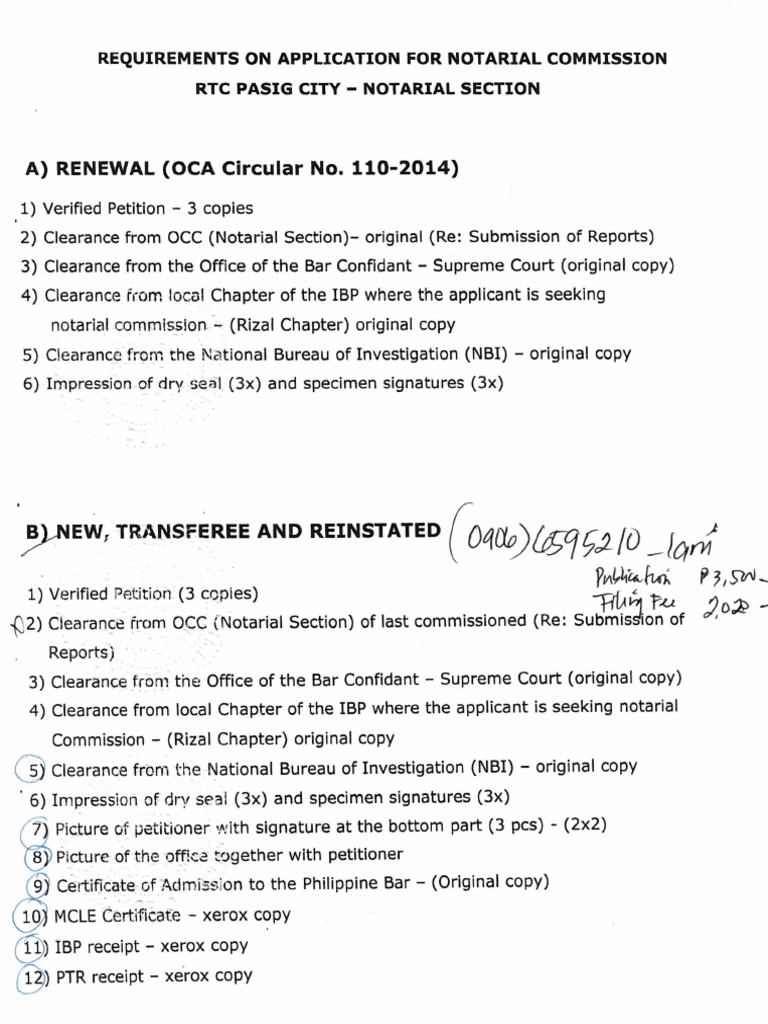 Pasig CIty Notarial Application Requirements | PDF