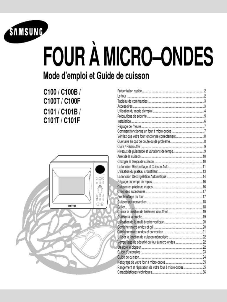Samsung Four Micro Ondes C100, PDF