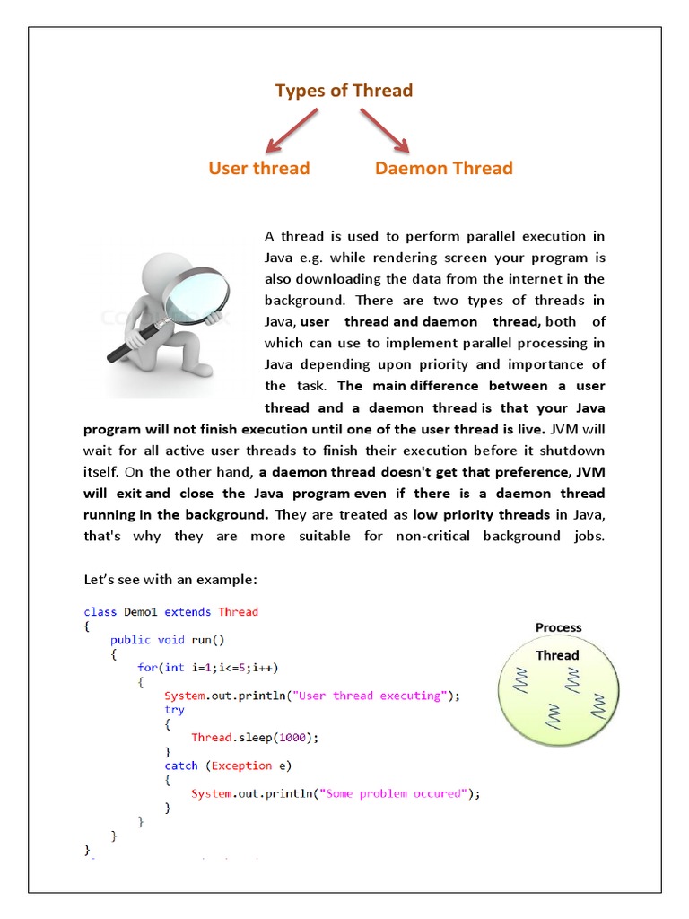 User Thread Daemon Thread PDF Thread Java Virtual Machine