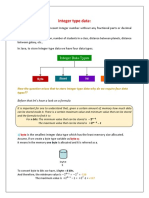 Integer Type Data:: Integer Types of Data Represent Integer Number Without Any Fractional Parts or Decimal Points