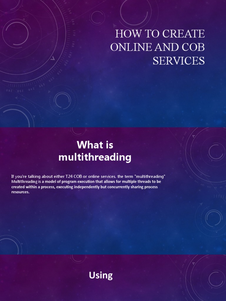 Multithreading for T24 COB Services | PDF | Subroutine | Thread (Computing)
