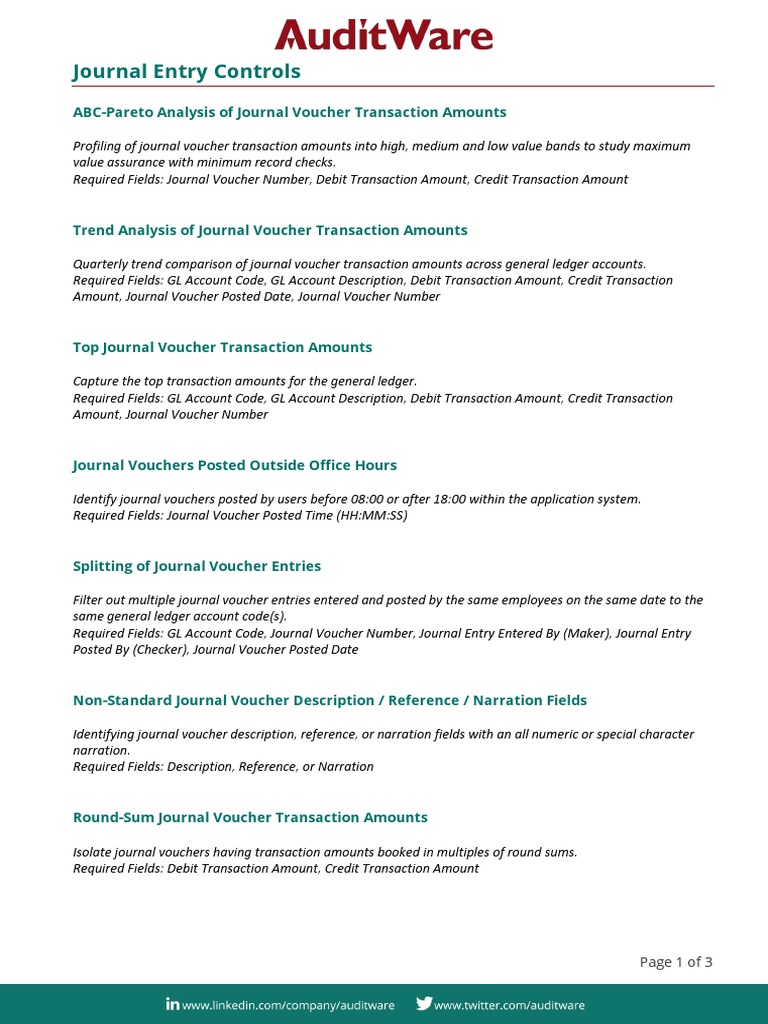 AW - Journal Entry Controls | PDF | Debits And Credits | Business