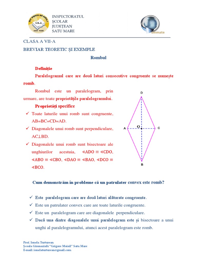 6 Rombul Suport Teoretic Si Aplicatii | PDF
