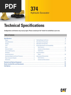 Technical Specifications: Hydraulic Excavator | PDF | Horsepower