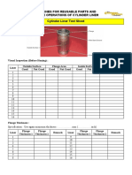 Guidelines For Reusable Parts and Salvage Operations of Cylinder Liner Cylinder Liner Test Sheet