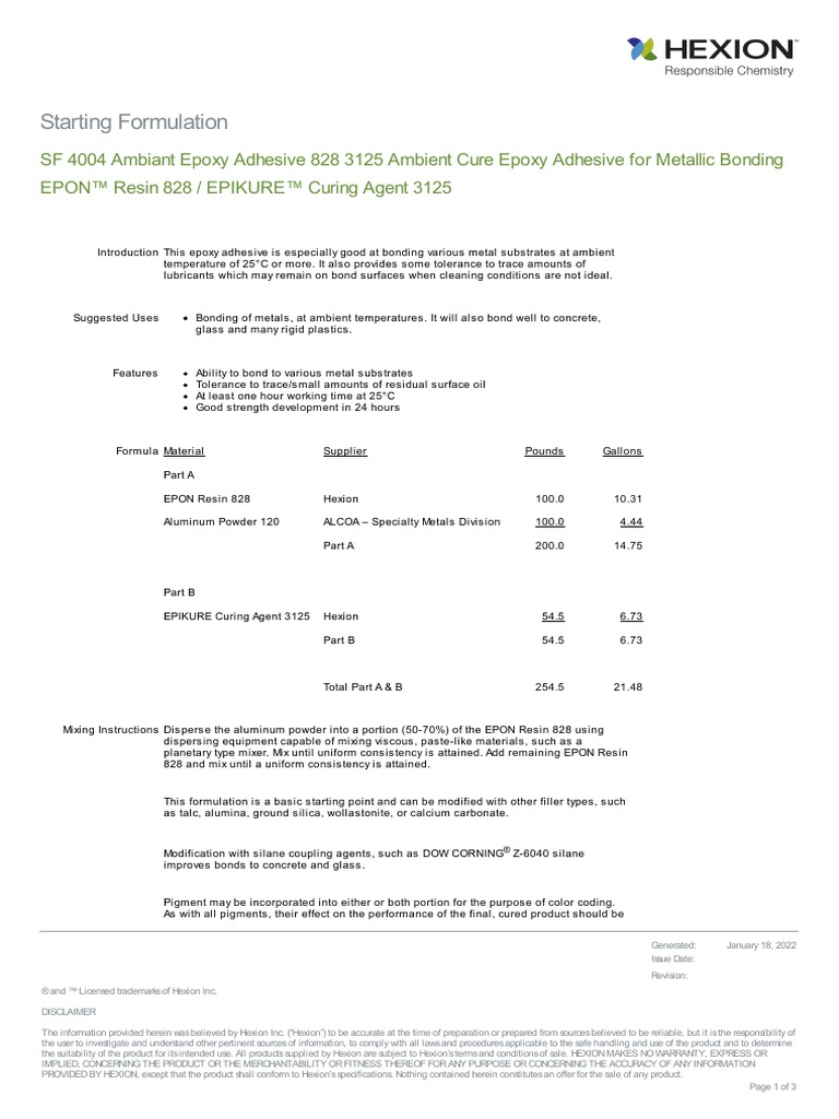 Starting Formulation PDF Epoxy Adhesive