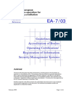 EA Guidelines For The Accreditation of Bodies Operating Certification/ Registration of Information Security Management Systems