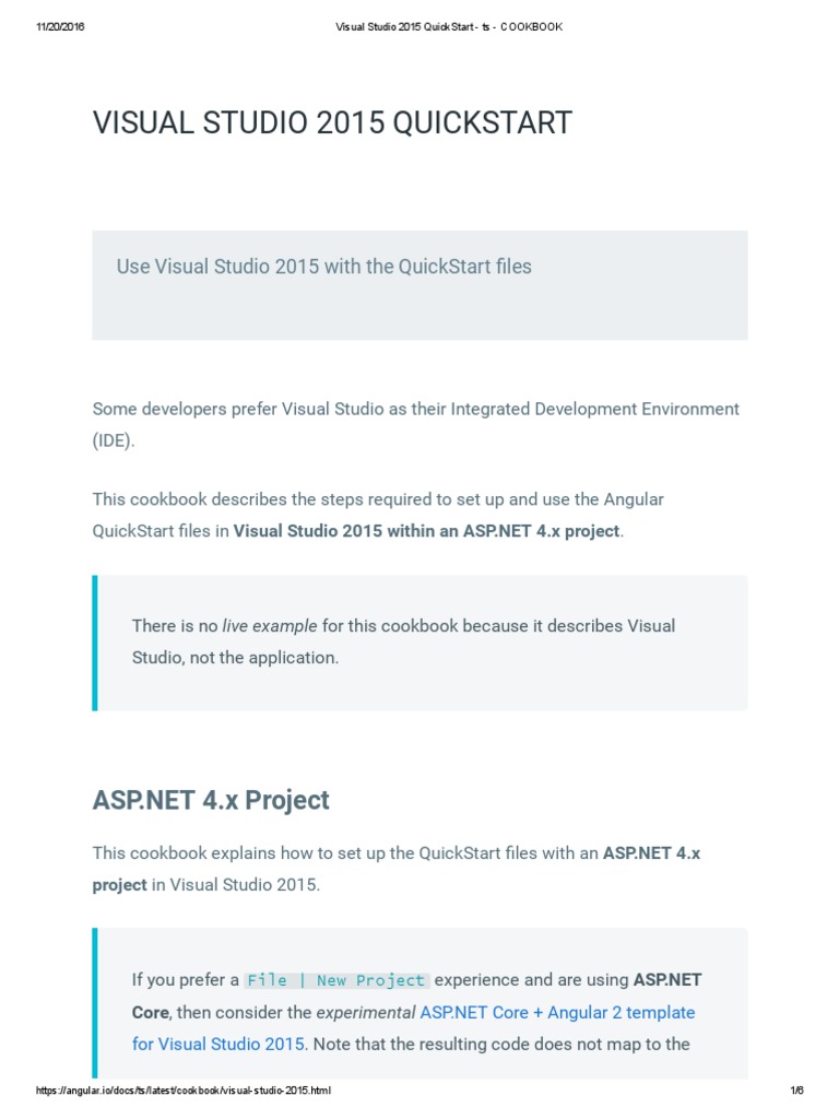 Visual Studio 2015 Quickstart PDF Microsoft Visual Studio Integrated Development Environment