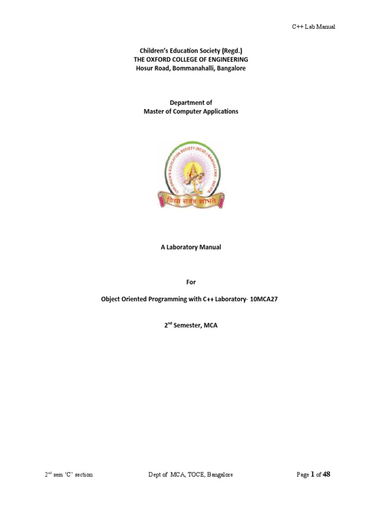 2c Lab Manual C++-Final | PDF | C++ | Method (Computer Programming)
