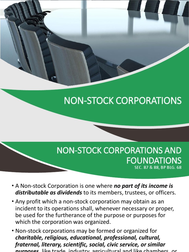 Key Principles and Requirements for NonStock Corporations and