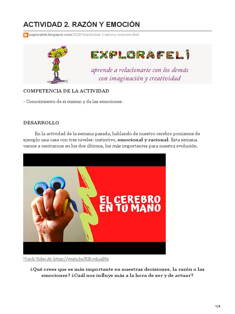 Razón vs Emoción: Actividad Creativa | PDF | Las emociones