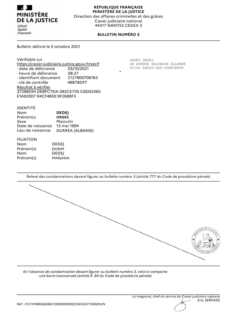 Bulletin Numéro 3 - Casier Judiciaire | PDF | Union européenne ...