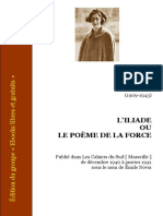 Simone Weil - L'Iliade Ou Le Poème de La Force