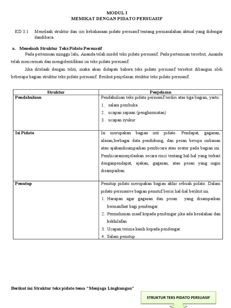 Bahan Ajar  Struktur Teks Pidato Persuasif  PDF