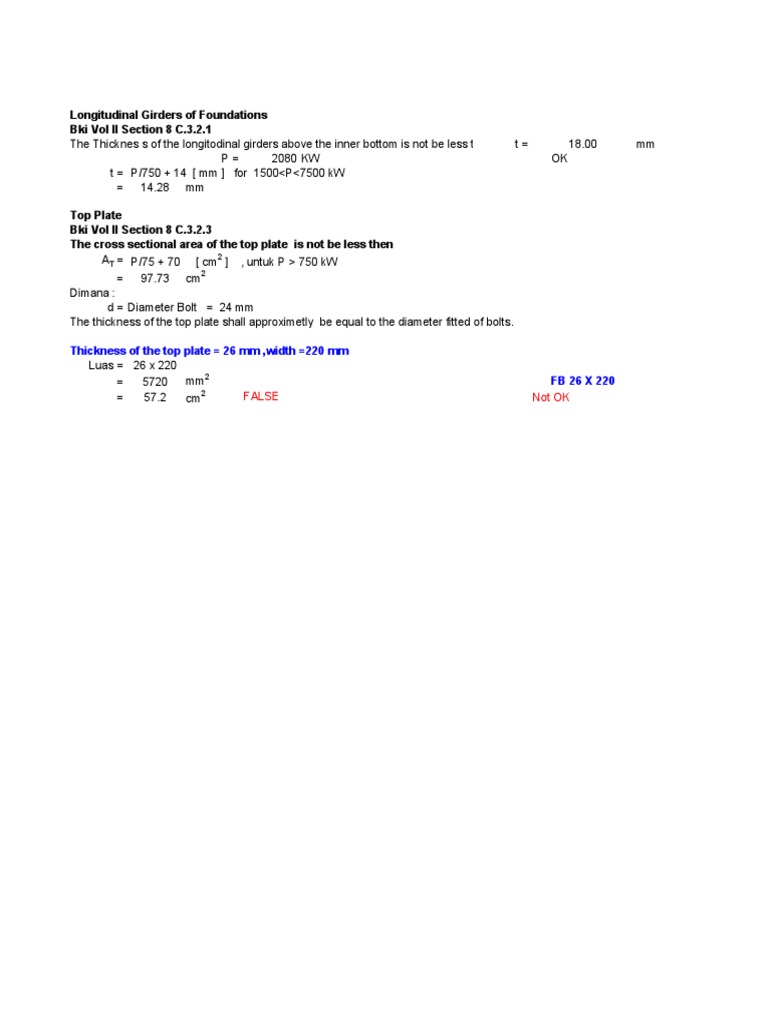 Engine Girder Specifications for Vessels | PDF | Technology & Engineering