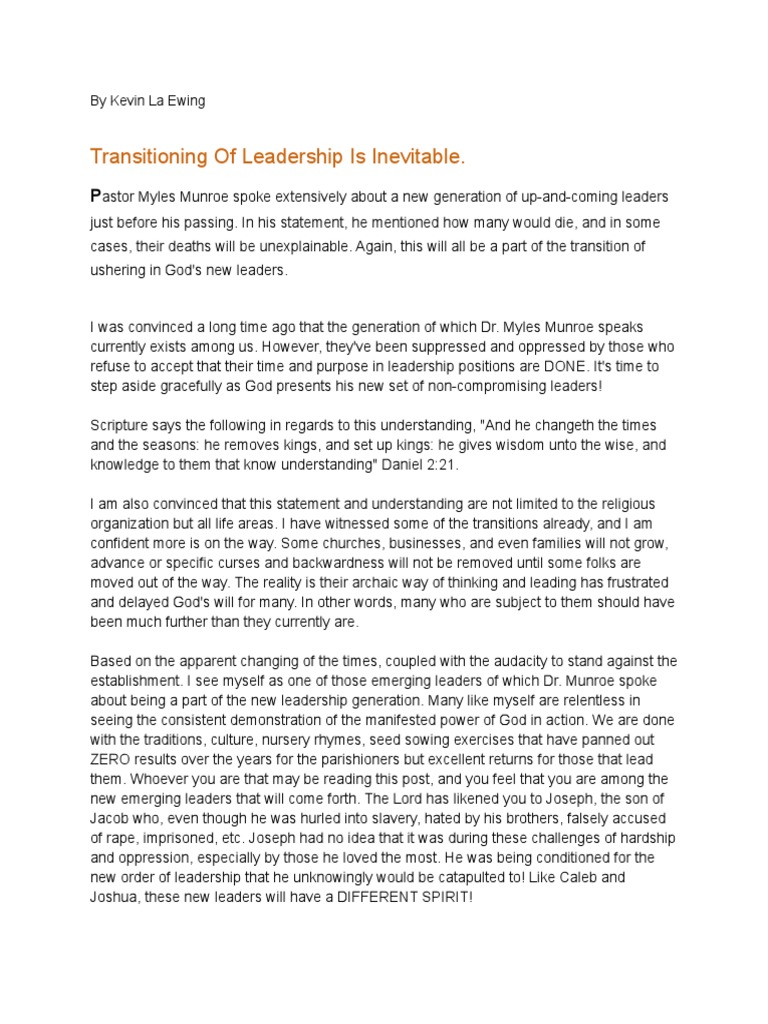 New Leadership Transition Insights | PDF | Leadership | God