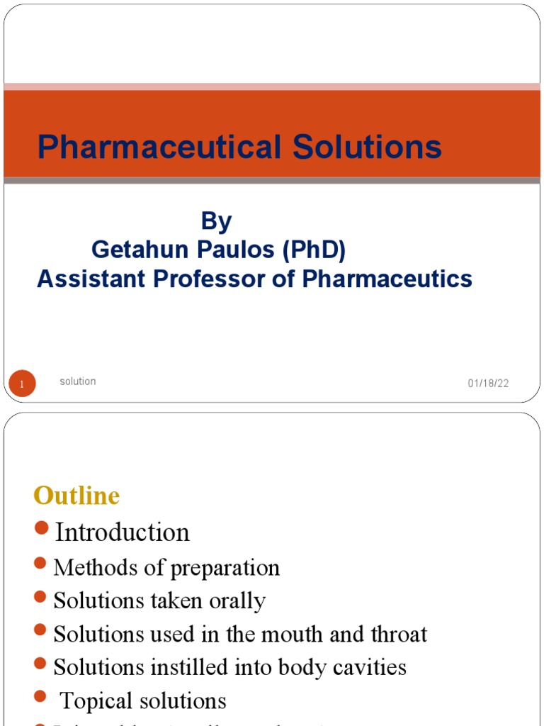 Overview of Pharmaceutical Solutions | PDF | Solution | Sucrose