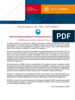 Nota de Prensa N.° 552 - 2021 - Indeci Recomienda Medidas de Preparación Ante Lluvias en La Selva