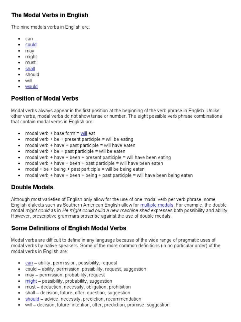 Understanding English Modal Verbs | PDF | Verb | English Language