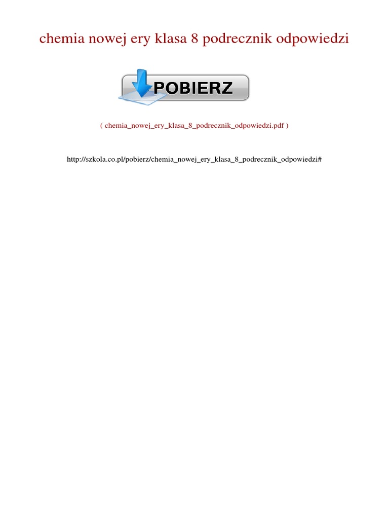 Chemia Nowej Ery Klasa 8 ćwiczenia Pdf