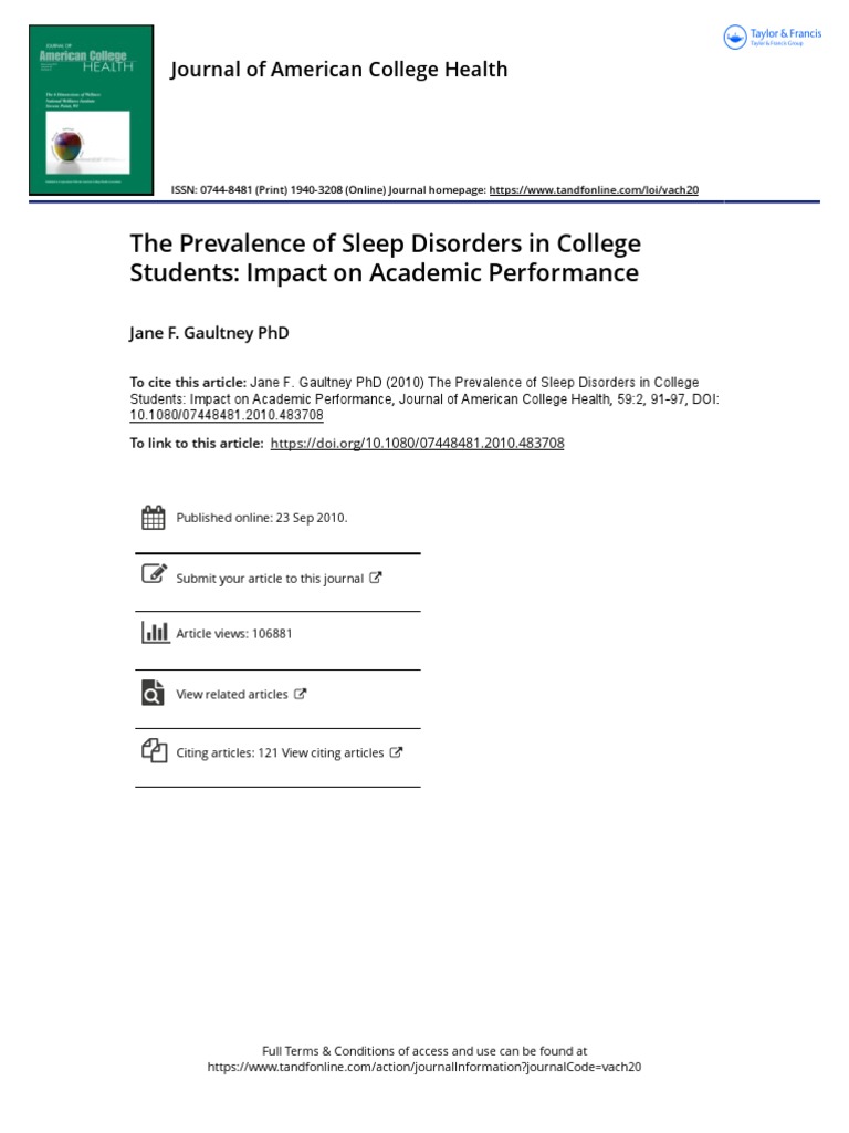 The Prevalence of Sleep Disorders in College Students Impact On ...