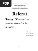 Prevenirea traumatismelor în natație