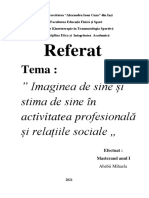 Imaginea de Sine Si Stima de Sine in Activitatea Profesionala Și Relatiile Sociale.