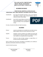 Acuerdo de duelo Clínica Comunitaria por fallecimiento German Mejía