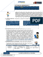 FICHA DE APRENDIZAJE CCSS 3°  GRADO -